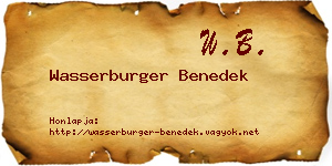 Wasserburger Benedek névjegykártya